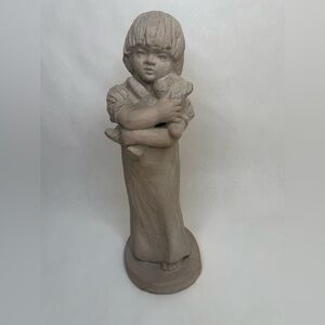 Vtg Austin Productions Sculpture 1975 Girl With Teddy Bear 13.5” Signed Preisach